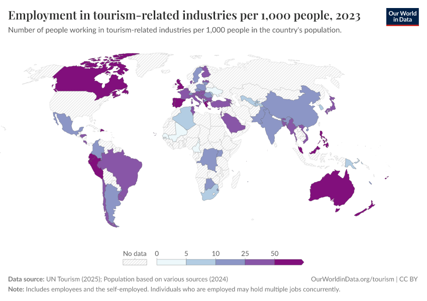 A thumbnail of the "Employment in tourism-related industries per 1,000 people" chart