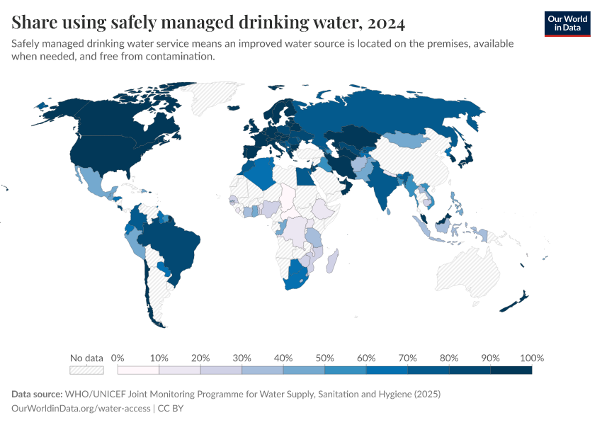 A thumbnail of the "Share using safely managed drinking water" chart